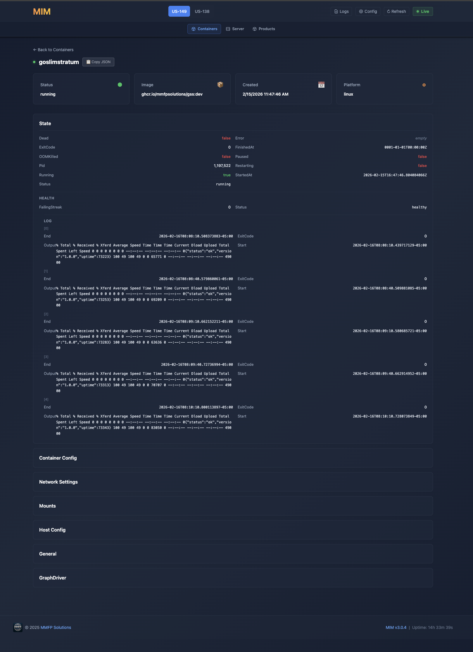 Container Inspect - Detailed container information